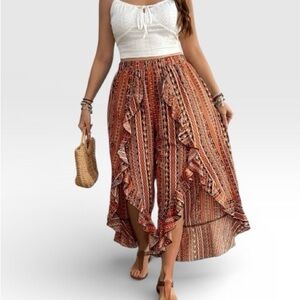 Bohemian Ruffle Maxi Skirt - Multicolor